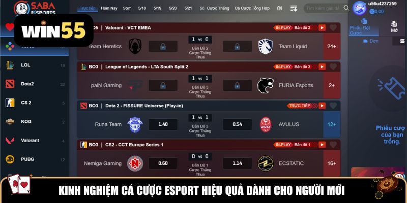 Kinh nghiệm cá cược eSport hiệu quả dành cho người mới