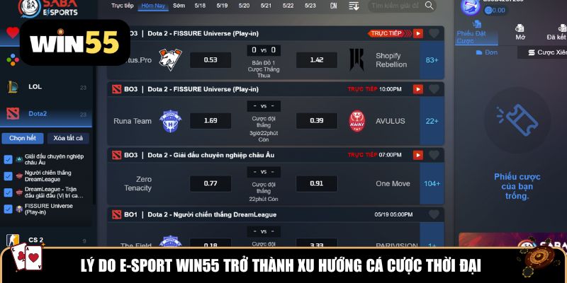 Lý do E-Sport Win55 trở thành xu hướng cá cược thời đại