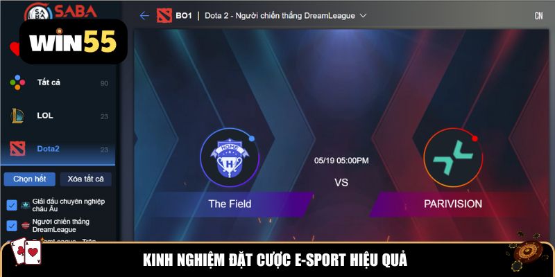 Kinh nghiệm đặt cược e-Sport Win55 hiệu quả