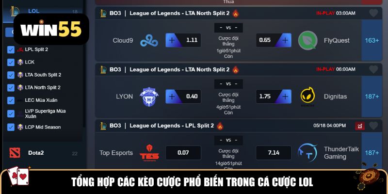 Tổng hợp các loại kèo cược phổ biến trong cá cược LOL