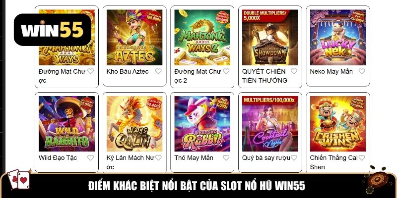 Điểm khác biệt nổi bật của Slot nổ hũ Win55