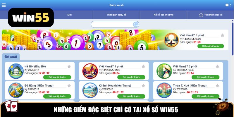 Những điểm đặc biệt chỉ có tại xổ số Win55